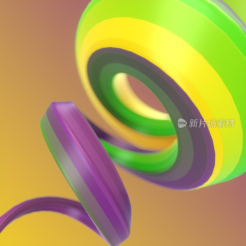 霓虹彩色螺旋与景深效果的插图。3 d渲染。光学错觉。数字背景